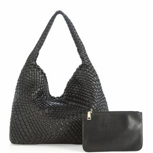 NWT Shiraleah Black Woven Hobo Bag with Pouch